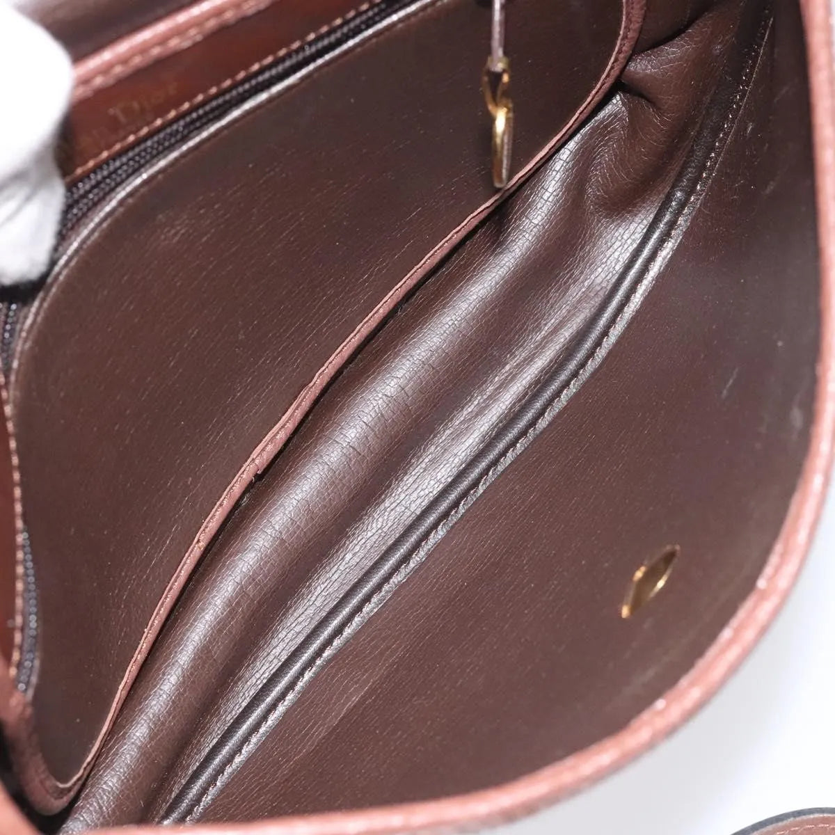 Christian Dior Vintage Cd Flap Leather Brown Leather Shoulder Bag Bag (Pre-Owned)