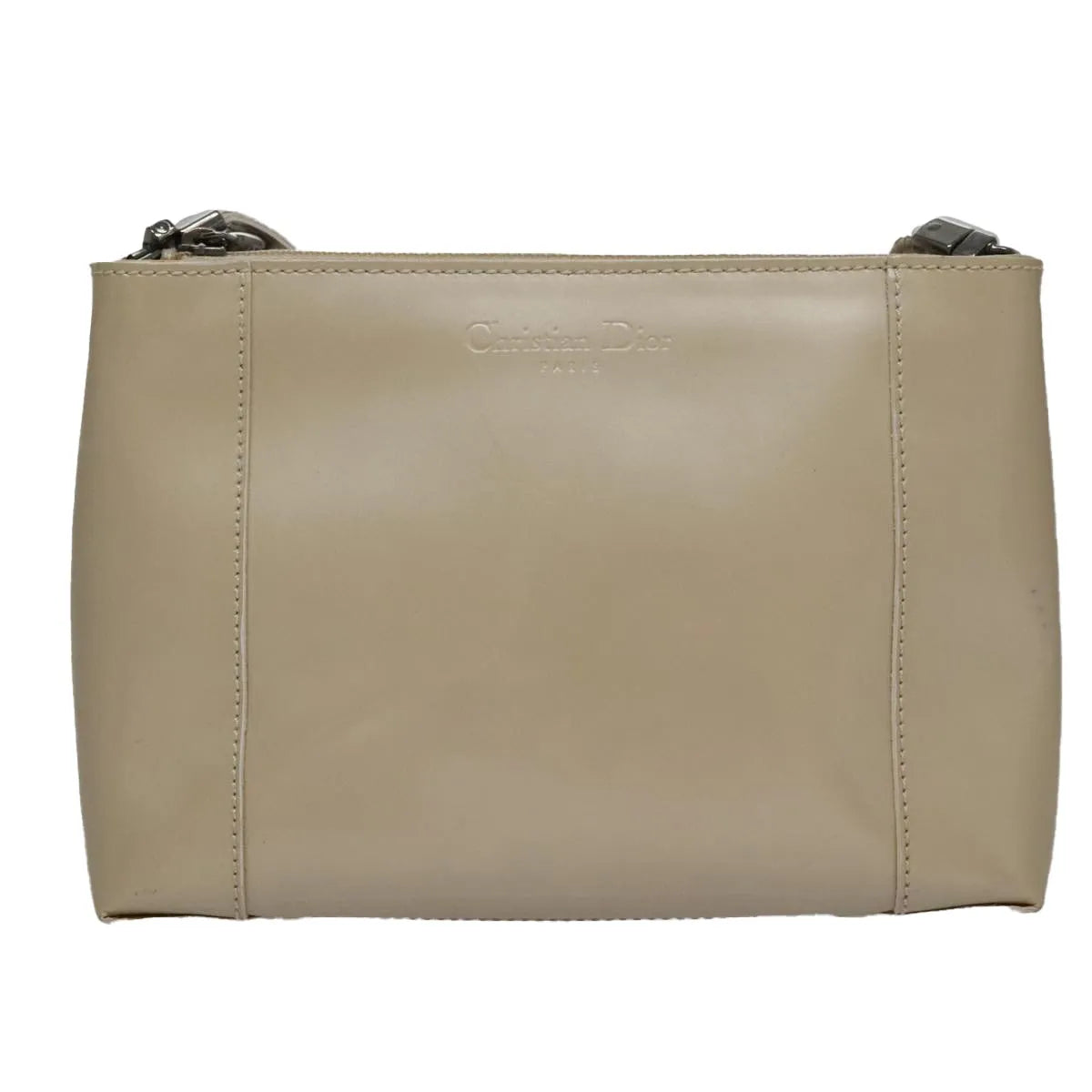 Christian Dior Shoulder Patent Leather Beige Patent_Leather Shoulder Bag Bag (Pre-Owned)