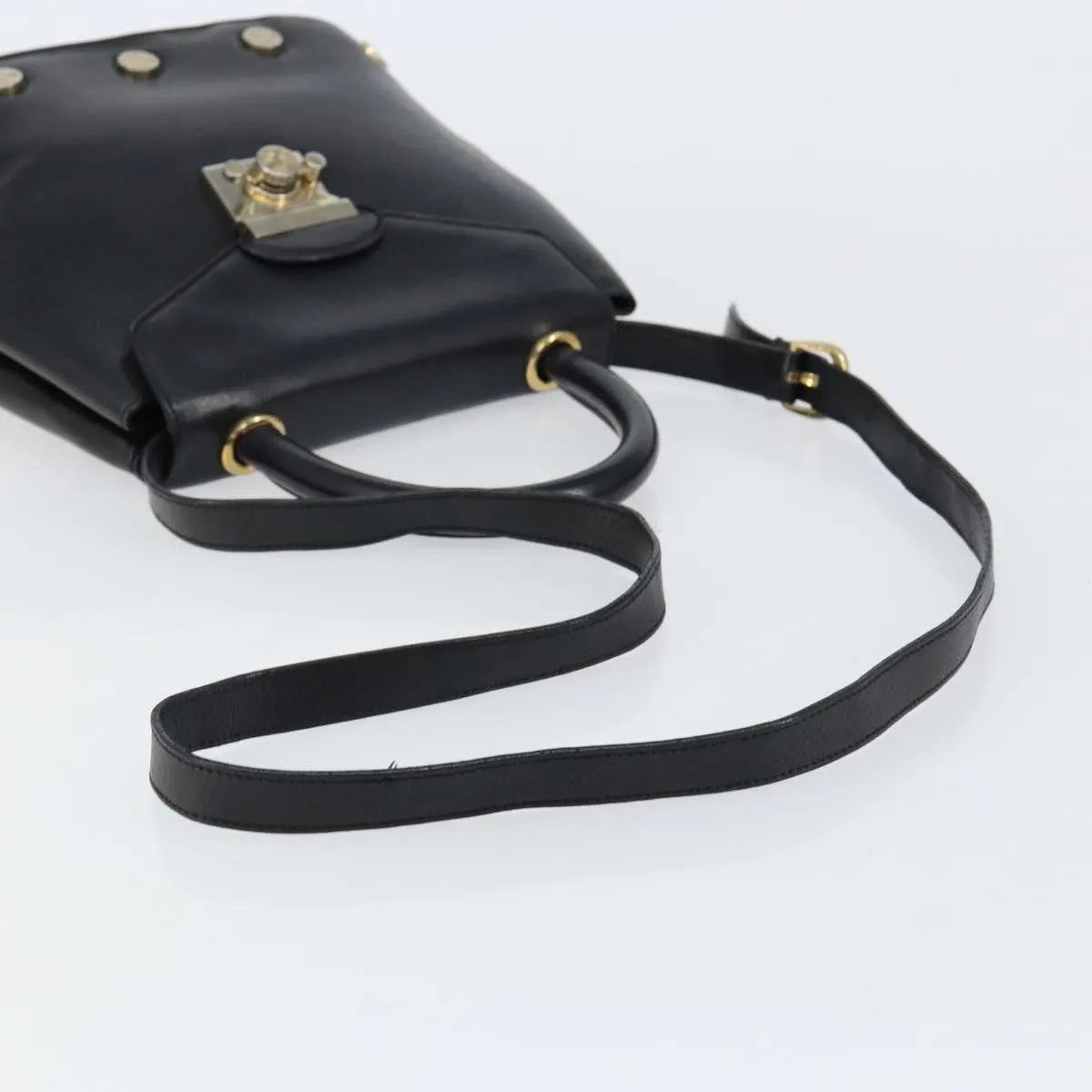 Salvatore Ferragamo Vintage Leather Black Leather Handbag (Pre-Owned)
