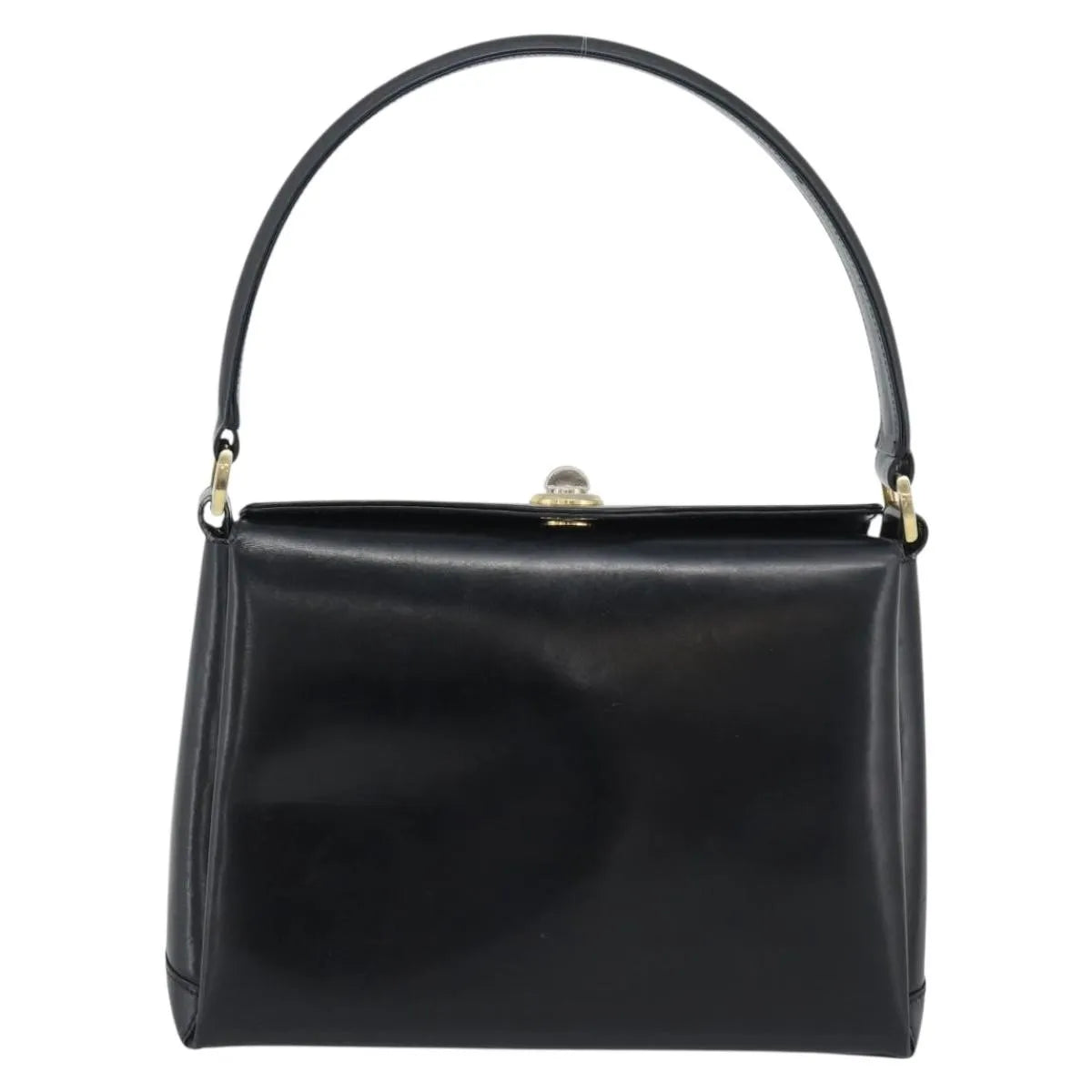 Gucci Vintage Convertible Box Leather Black Leather Handbag (Pre-Owned)