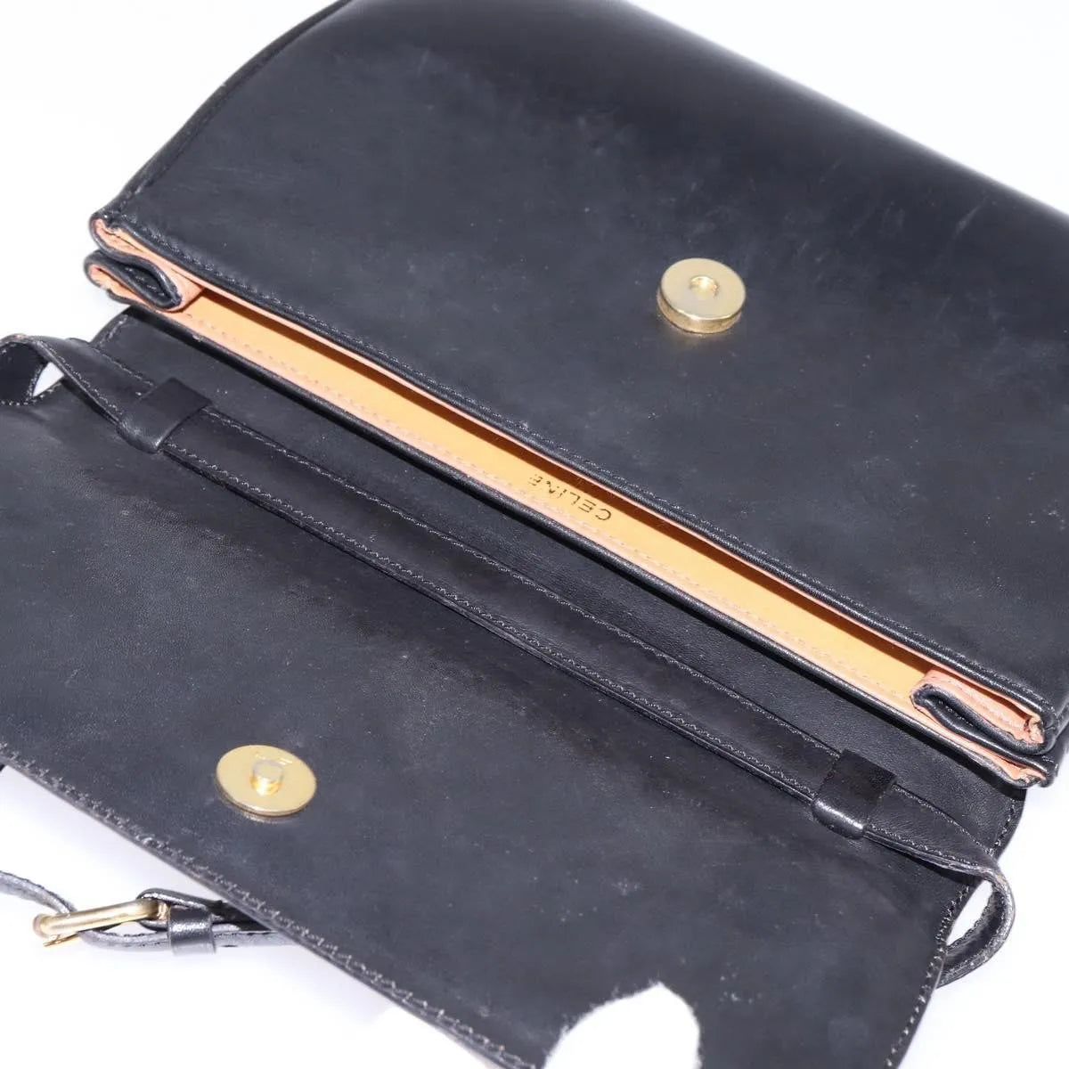 Celine Vintage Leather Black Leather Shoulder Bag Bag (Pre-Owned)