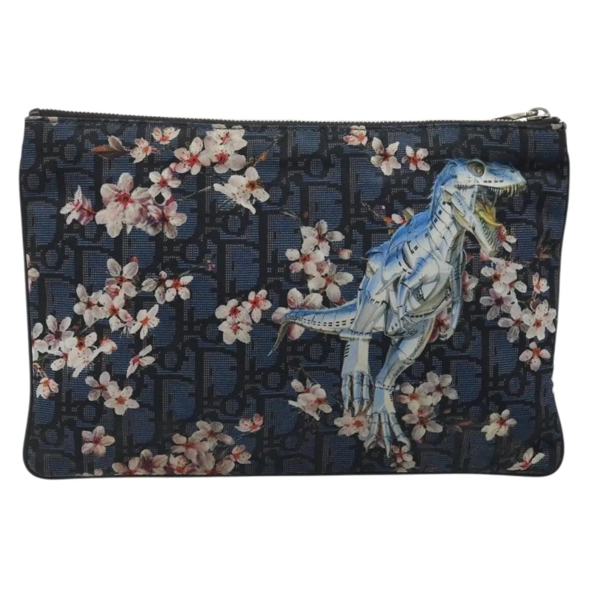 Christian Dior Diorama Clutch Satin Navy Canvas Clutche & Pouche Bag (Pre-Owned)