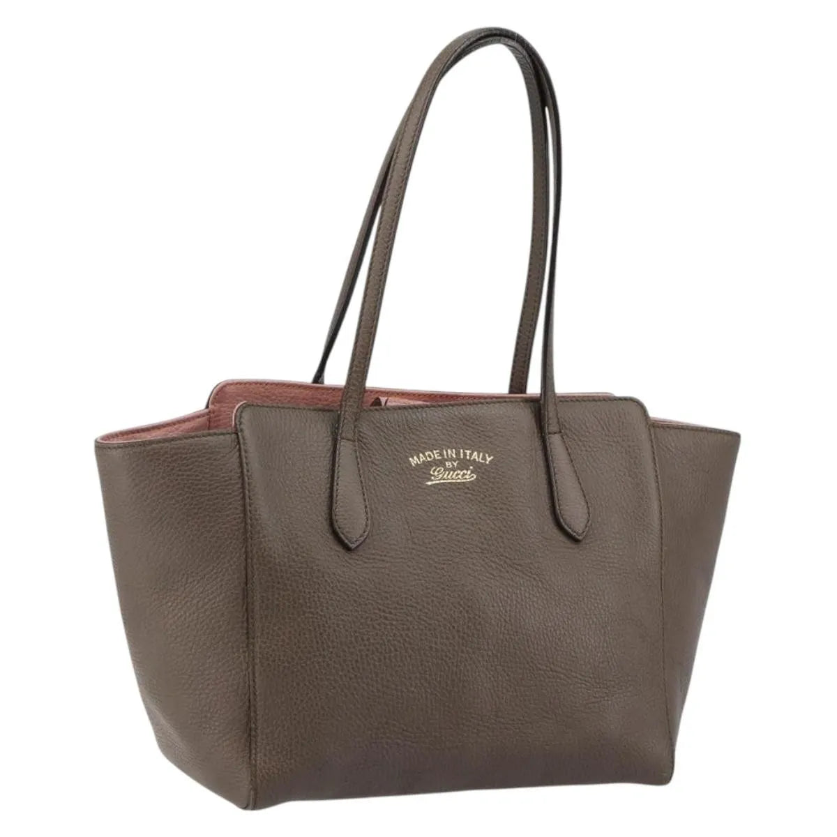 Gucci Swing Tote Leather Gray Leather Tote Bag Bag (Pre-Owned)