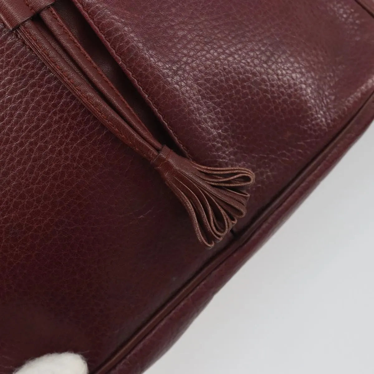 Cartier Tasseled Must De Cartier Leather Burgundy Leather Shoulder Bag Bag (Pre-Owned)