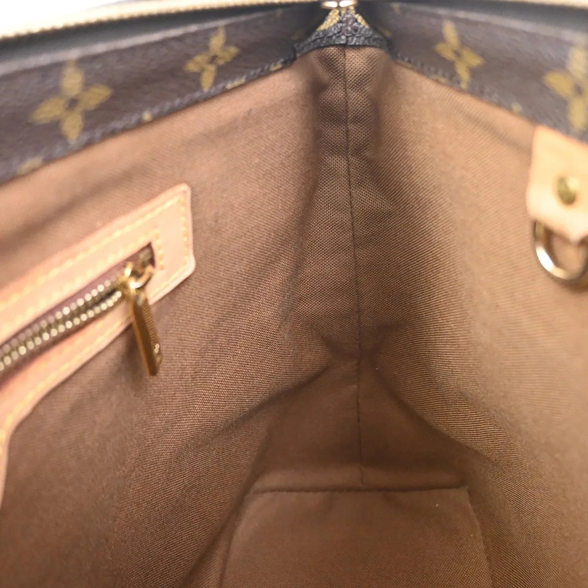 Louis Vuitton Cabas Mezzo Monogram Canvas Brown Leather Tote Bag Bag (Pre-Owned)