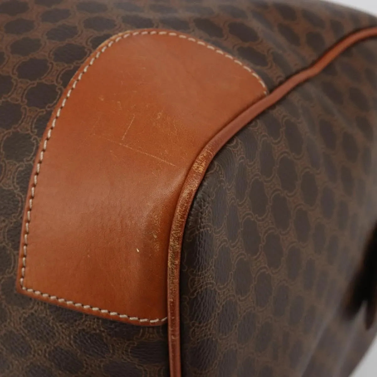 Celine Vintage Duffle Canvas And Leather Brown Canvas Travel Bag Bag (Pre-Owned)