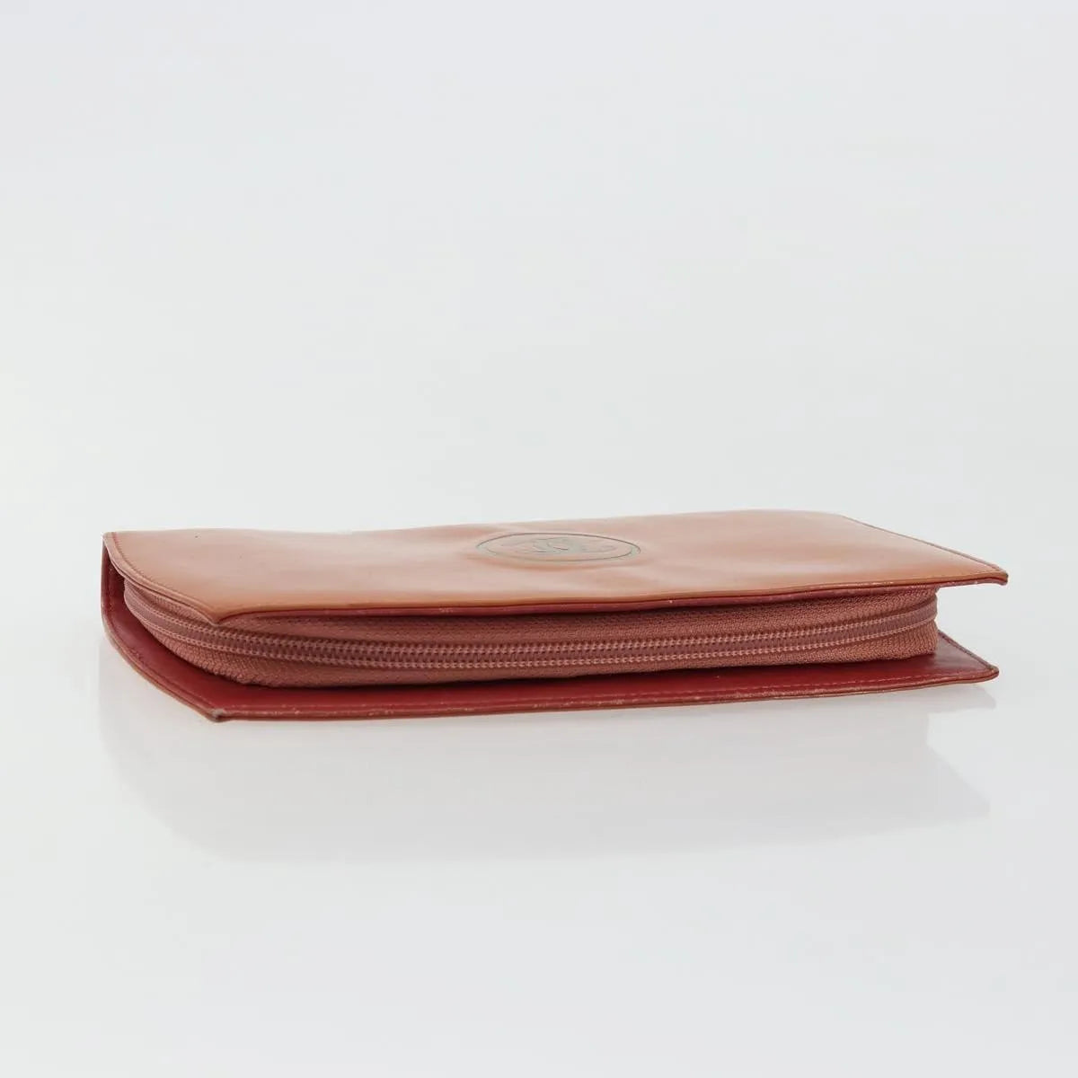 Chanel Cc Logo Zip Around Patent Orange Patent_Leather Wallets Accessory (Pre-Owned)