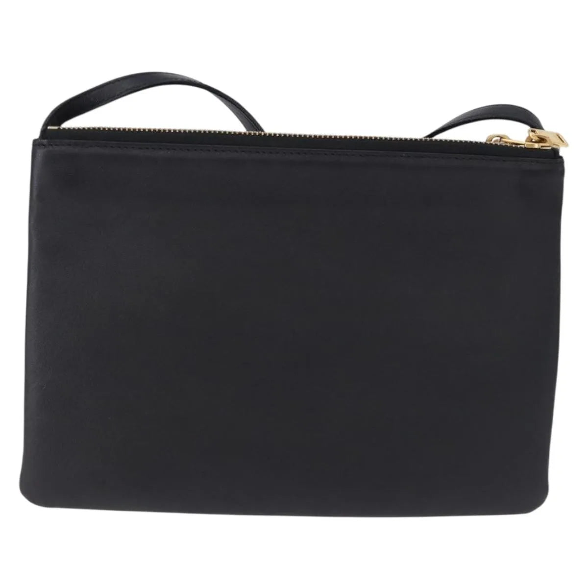 Celine Trio Leather Black Leather Shoulder Bag Bag (Pre-Owned)