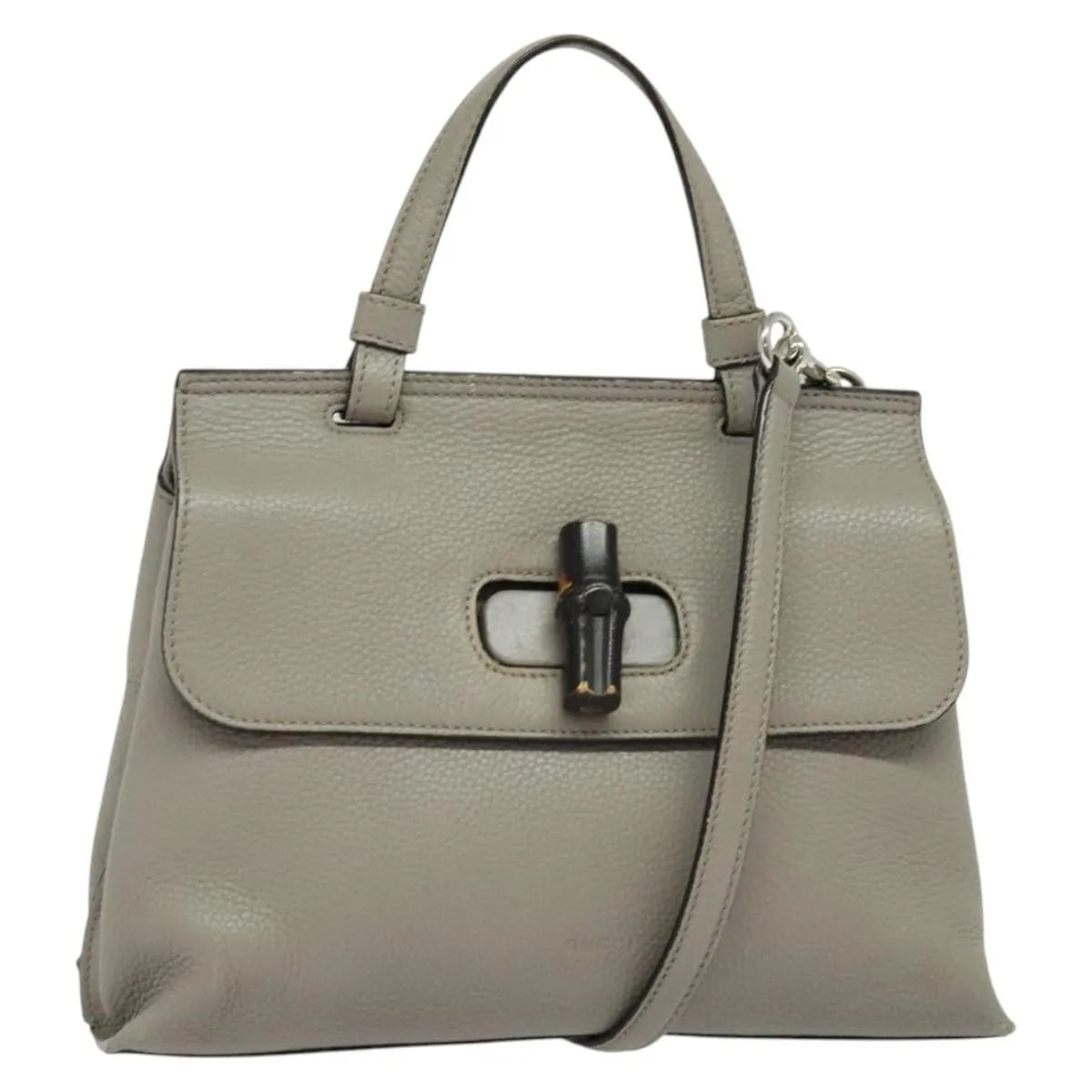 Gucci Bamboo Daily Top Handle Leather Gray Leather Shoulder Bag Bag (Pre-Owned)