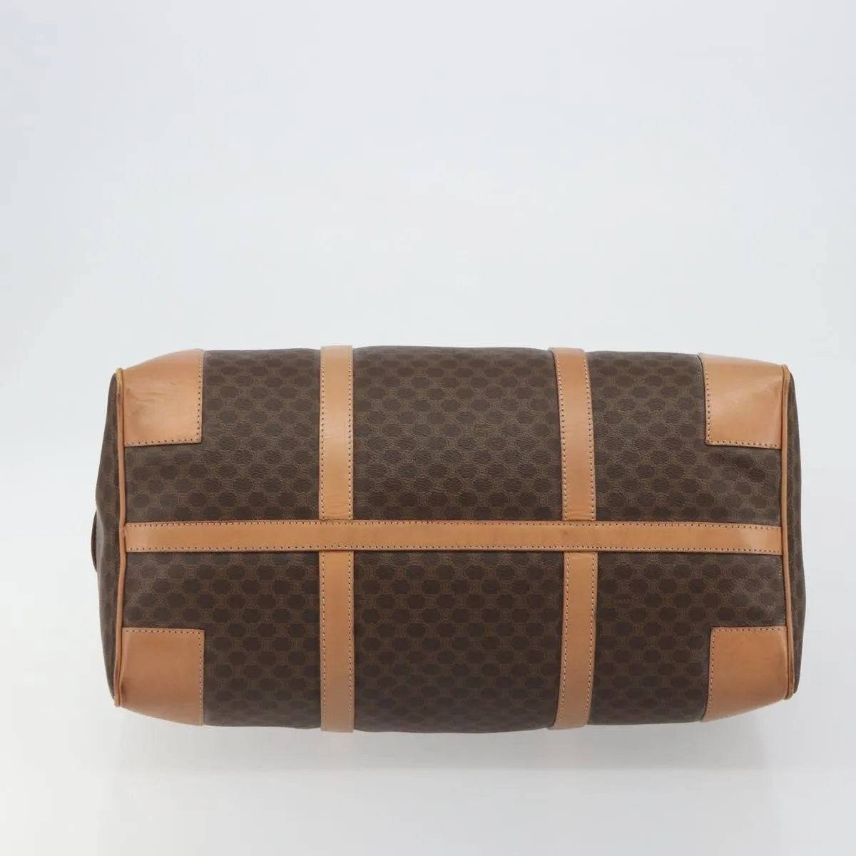 Celine Vintage Macadam Boston Canvas And Leather Brown Canvas Handbag (Pre-Owned)