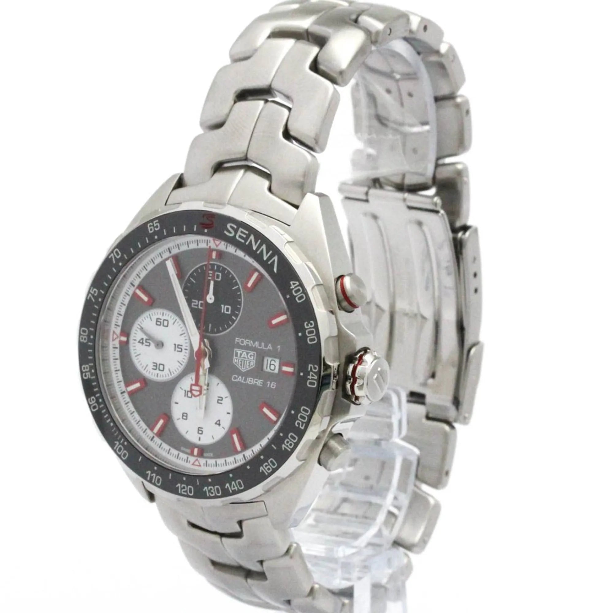 Tag Heuer Formula 1 Senna Calibre 16 Chronograph Automatic Stainless Steel And Leather Watch (Pre-Owned)