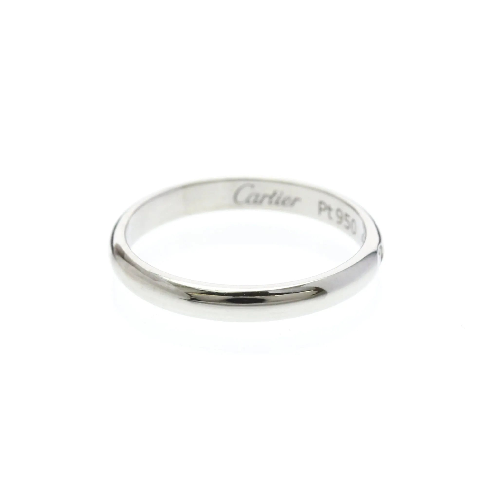 Cartier 1895 Wedding Band Platinum With Diamond Silver Platinum Ring Jewelry (Pre-Owned)