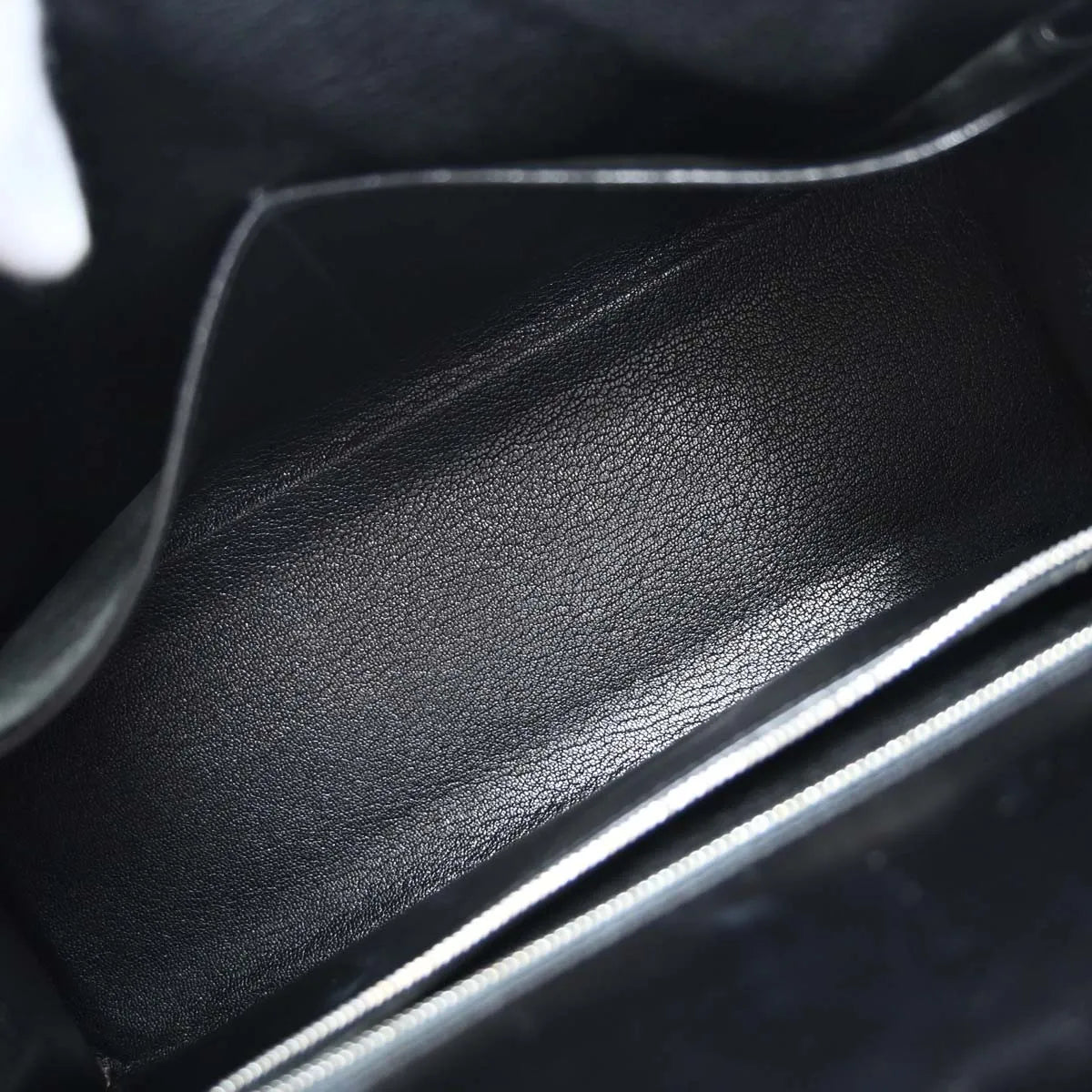 Hermes Kelly Handbag Black Box Calf With Palladium Hardware Black Leather Handbag (Pre-Owned)