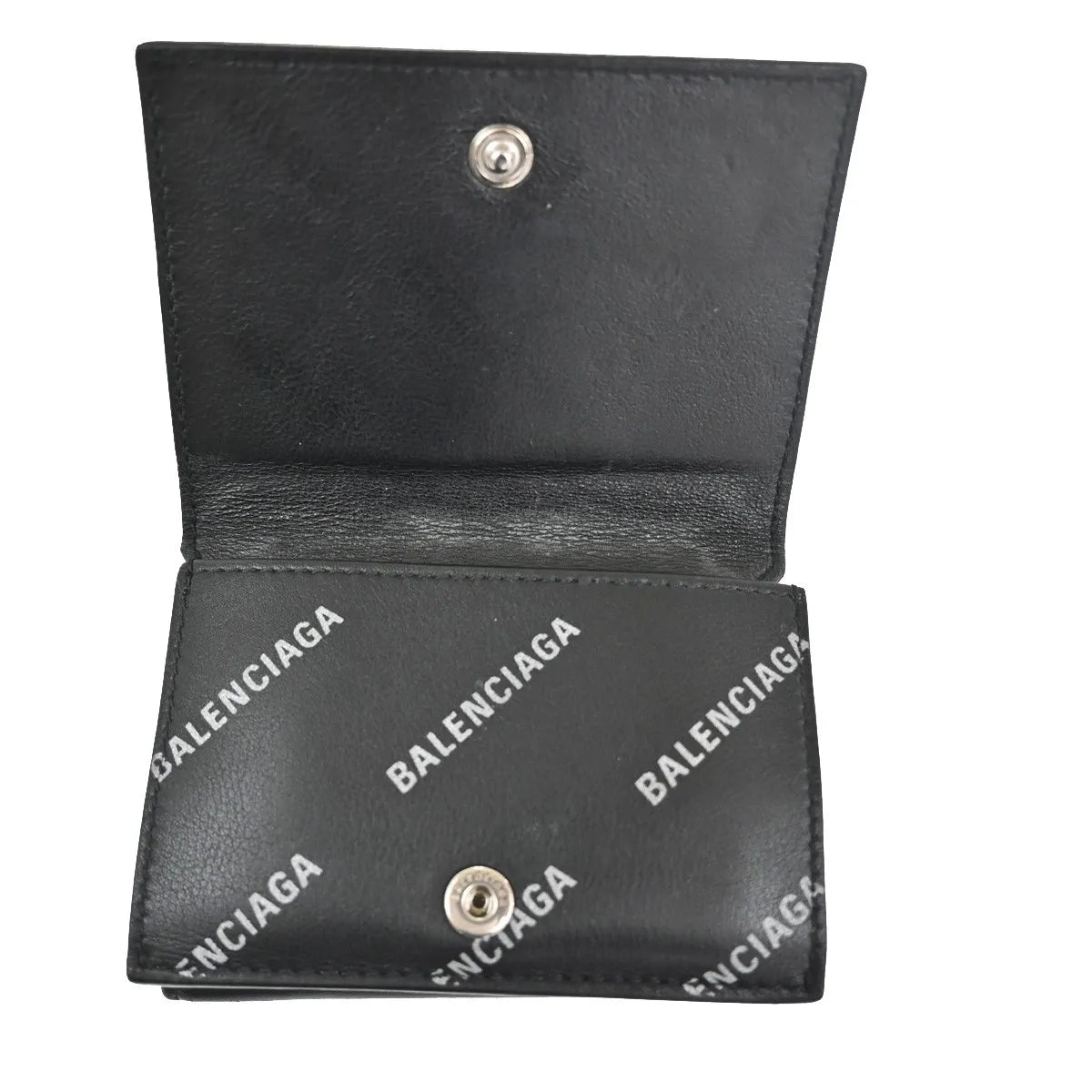 Balenciaga Trifold Leather Black Leather Wallets Accessory (Pre-Owned)
