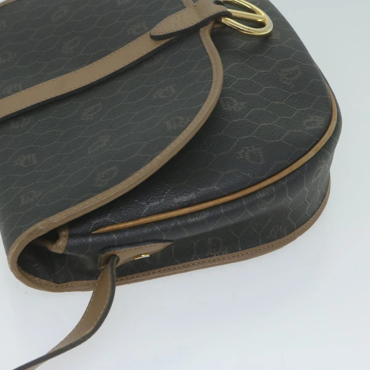 Christian Dior Vintage Cd Flap Canvas Black Canvas Shoulder Bag Bag (Pre-Owned)
