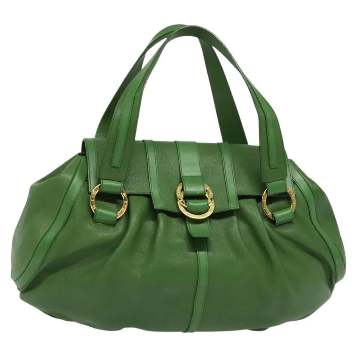 Bvlgari Chandra Hobo Leather Green Leather Handbag (Pre-Owned)