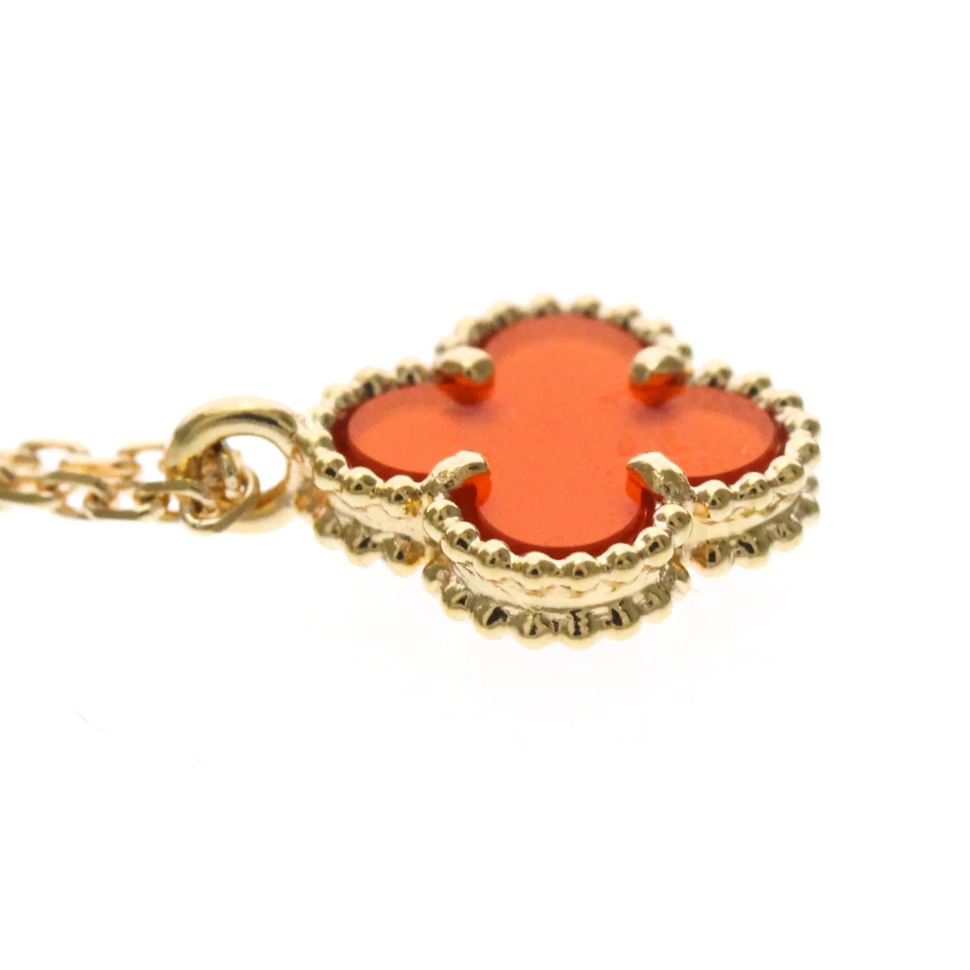 Van Cleef & Arpels Sweet Alhambra Pendant 18K Rose Gold And Carnelian Gold Pink_Gold Necklace Jewelry (Pre-Owned)