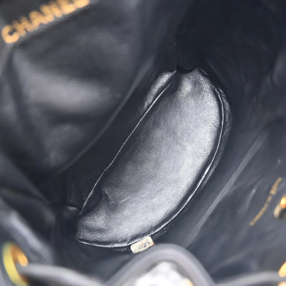 Chanel Vintage Cc Pocket Quilted Lambskin Black Leather Backpack Bag (Pre-Owned)