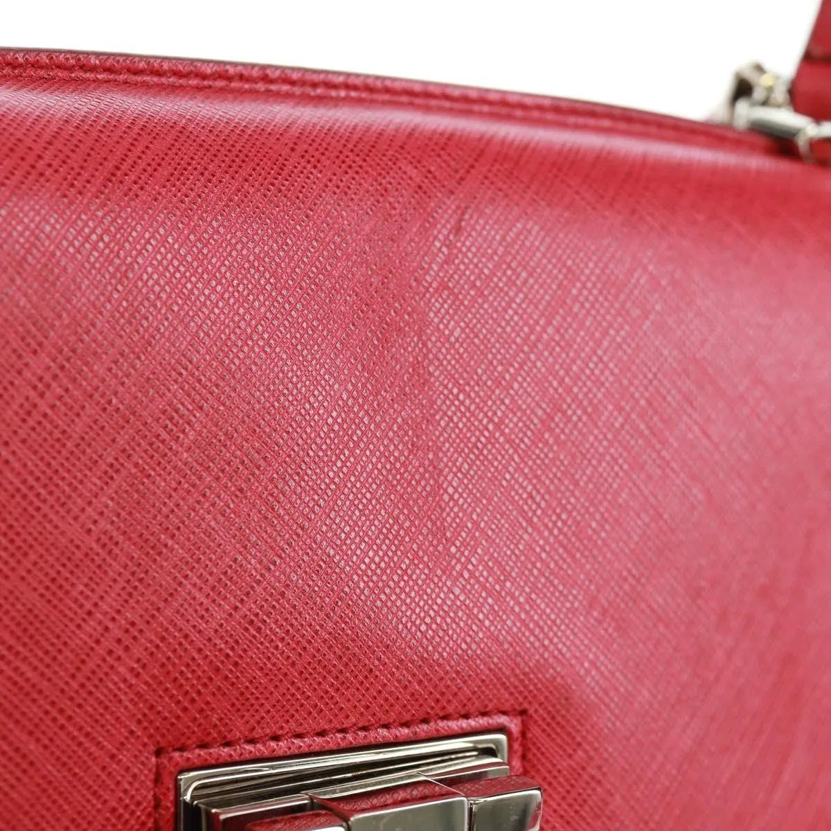 Salvatore Ferragamo Gancini Convertible Top Handle Saffiano Leather Pink Leather Handbag (Pre-Owned)