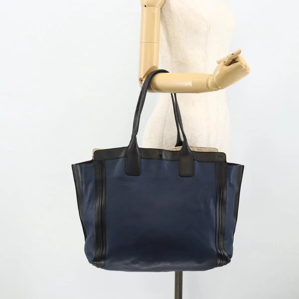 Chloe Alice Tote Leather Navy Leather Tote Bag Bag (Pre-Owned)