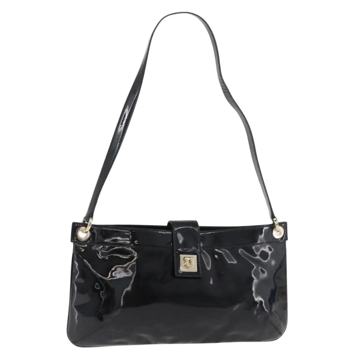 Salvatore Ferragamo Gancini Shoulder Bag Patent Leather Black Patent_Leather Shoulder Bag Bag (Pre-Owned)