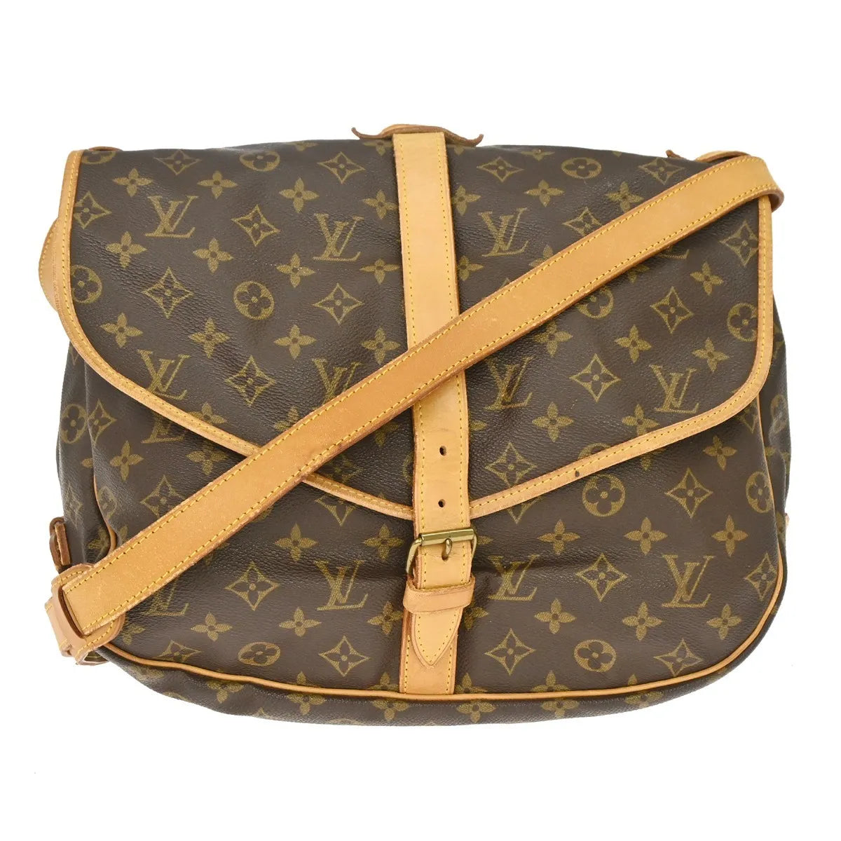 Louis Vuitton Saumur Monogram Canvas Brown Canvas Shoulder Bag Bag (Pre-Owned)