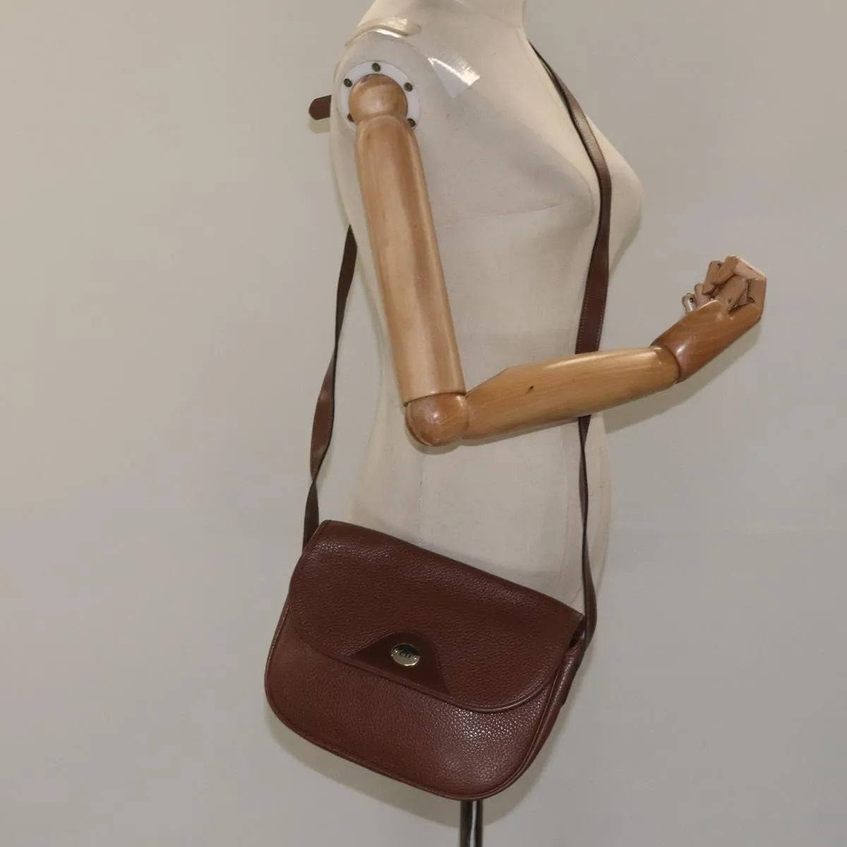 Christian Dior Vintage Cd Flap Leather Brown Leather Shoulder Bag Bag (Pre-Owned)