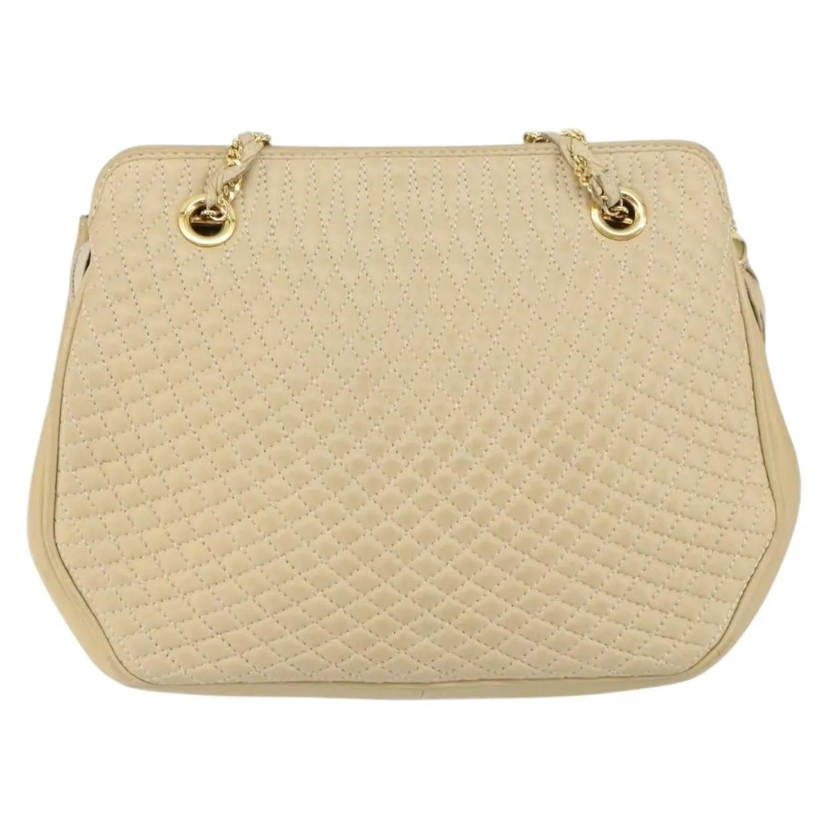 Bally Vintage Chain Quilted Leather Beige Leather Shoulder Bag Bag (Pre-Owned)