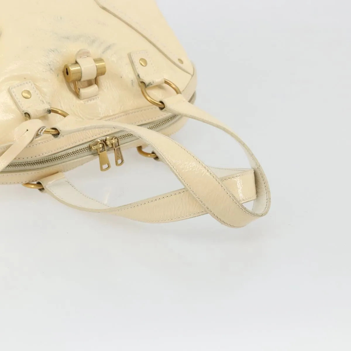 Saint Laurent Muse Shoulder Leather White Patent_Leather Handbag (Pre-Owned)