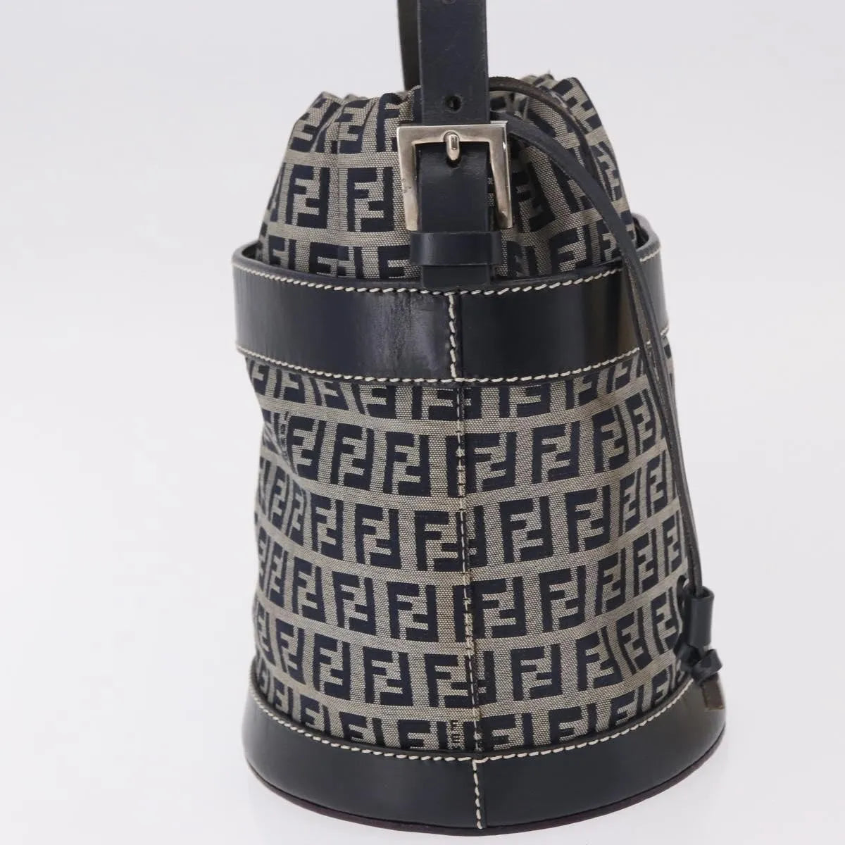 Fendi Zucchino Canvas Navy Canvas Handbag (Pre-Owned)
