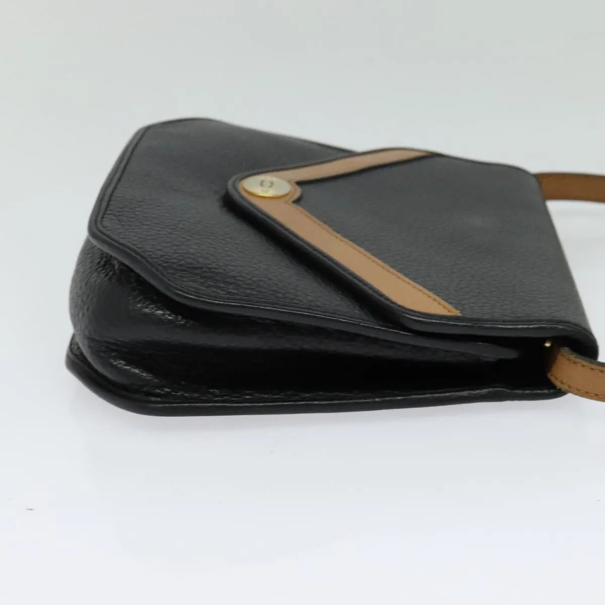 Christian Dior Vintage Cd Flap Leather Black Leather Shoulder Bag Bag (Pre-Owned)