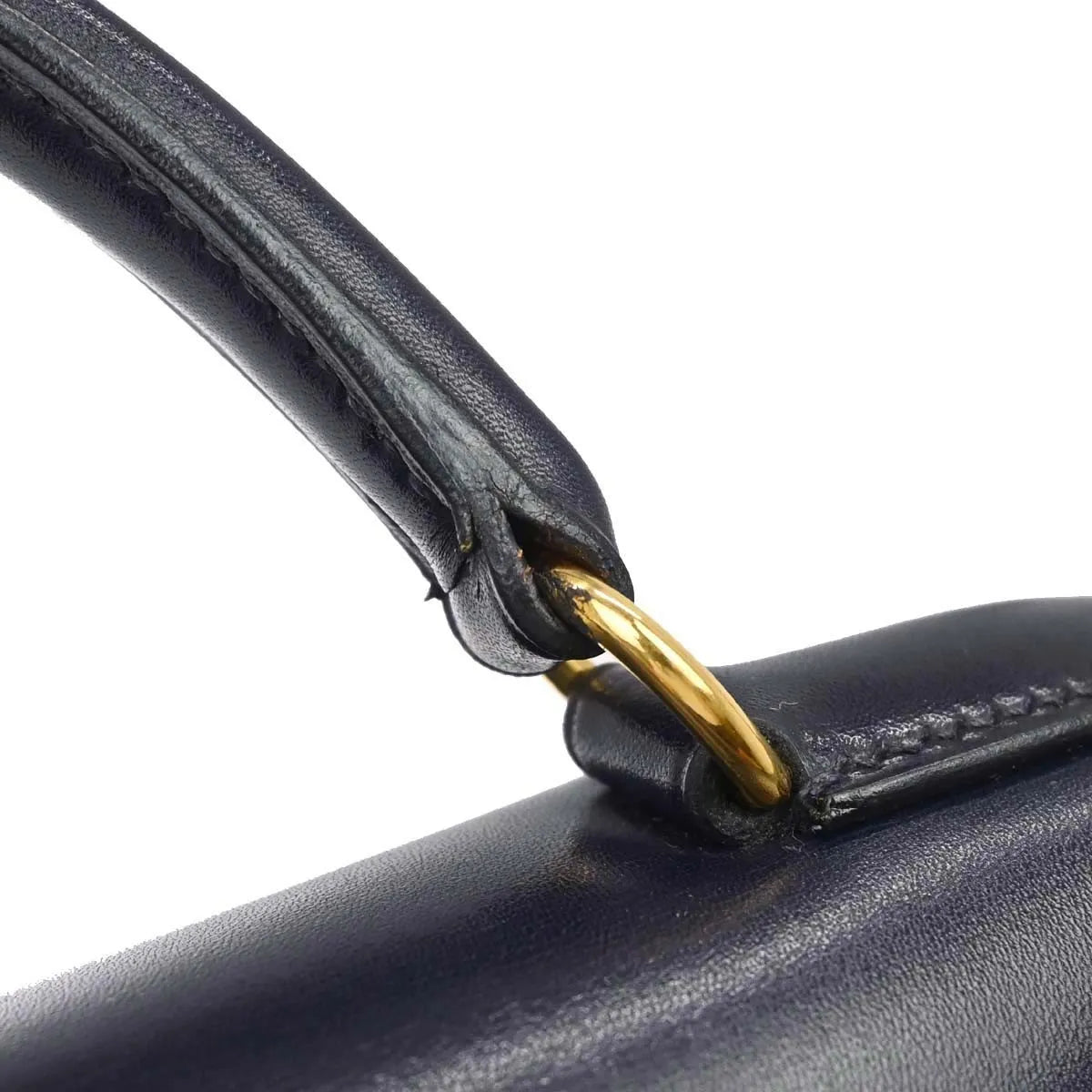 Hermes Kelly Sellier Box Calf Blue Calfskin Handbag (Pre-Owned)