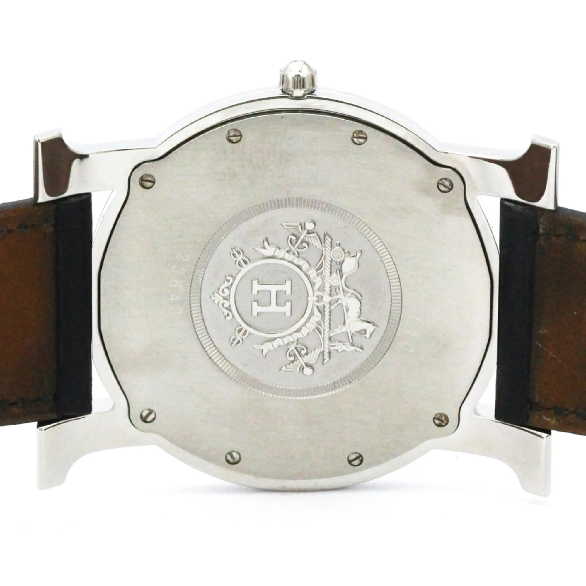 Hermes Heure H Ronde Quartz Stainless Steel And Leather Watch (Pre-Owned)