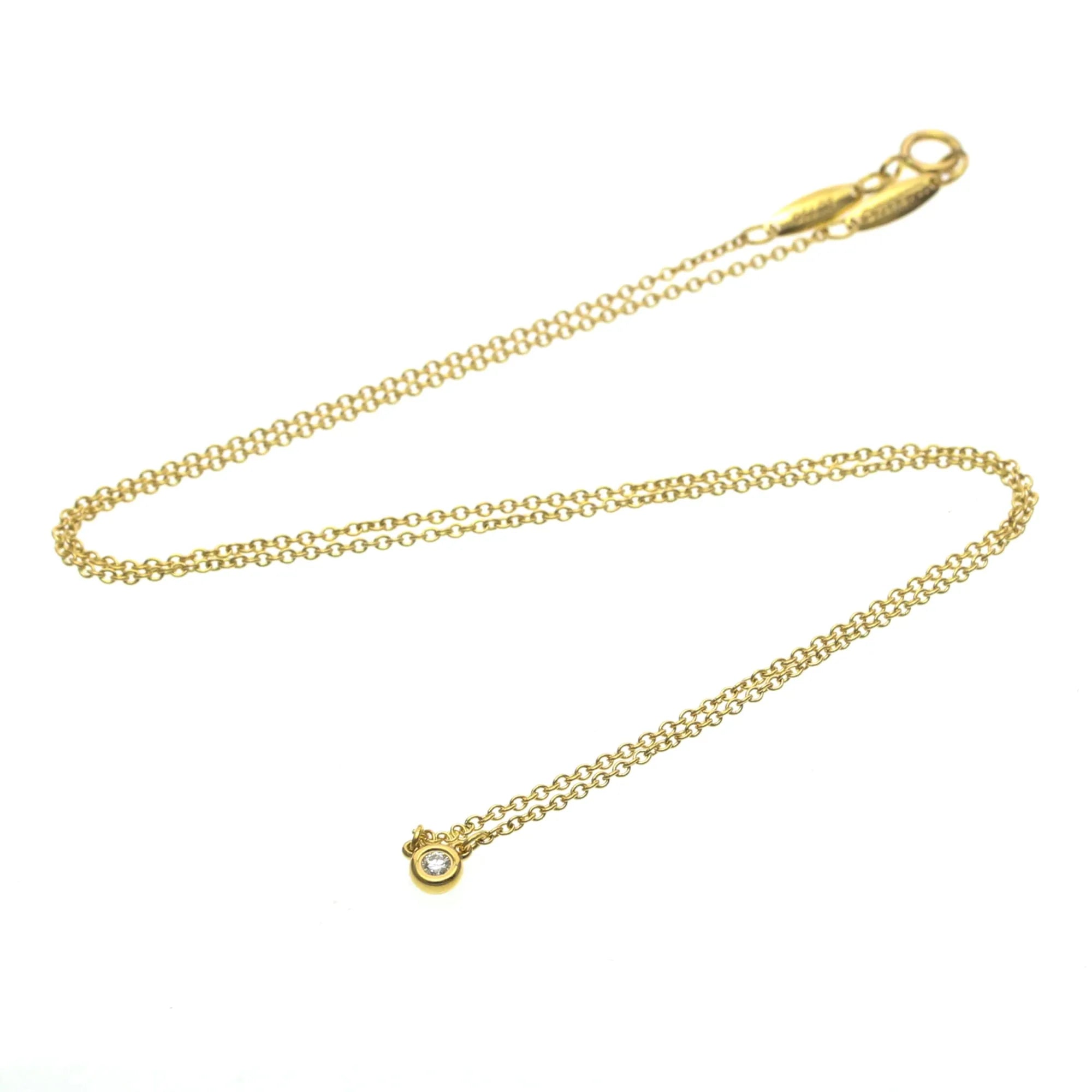 Tiffany & Co. Elsa Peretti Diamonds By The Yard 18K Rose Gold With Diamond Gold Pink_Gold Necklace Jewelry (Pre-Owned)