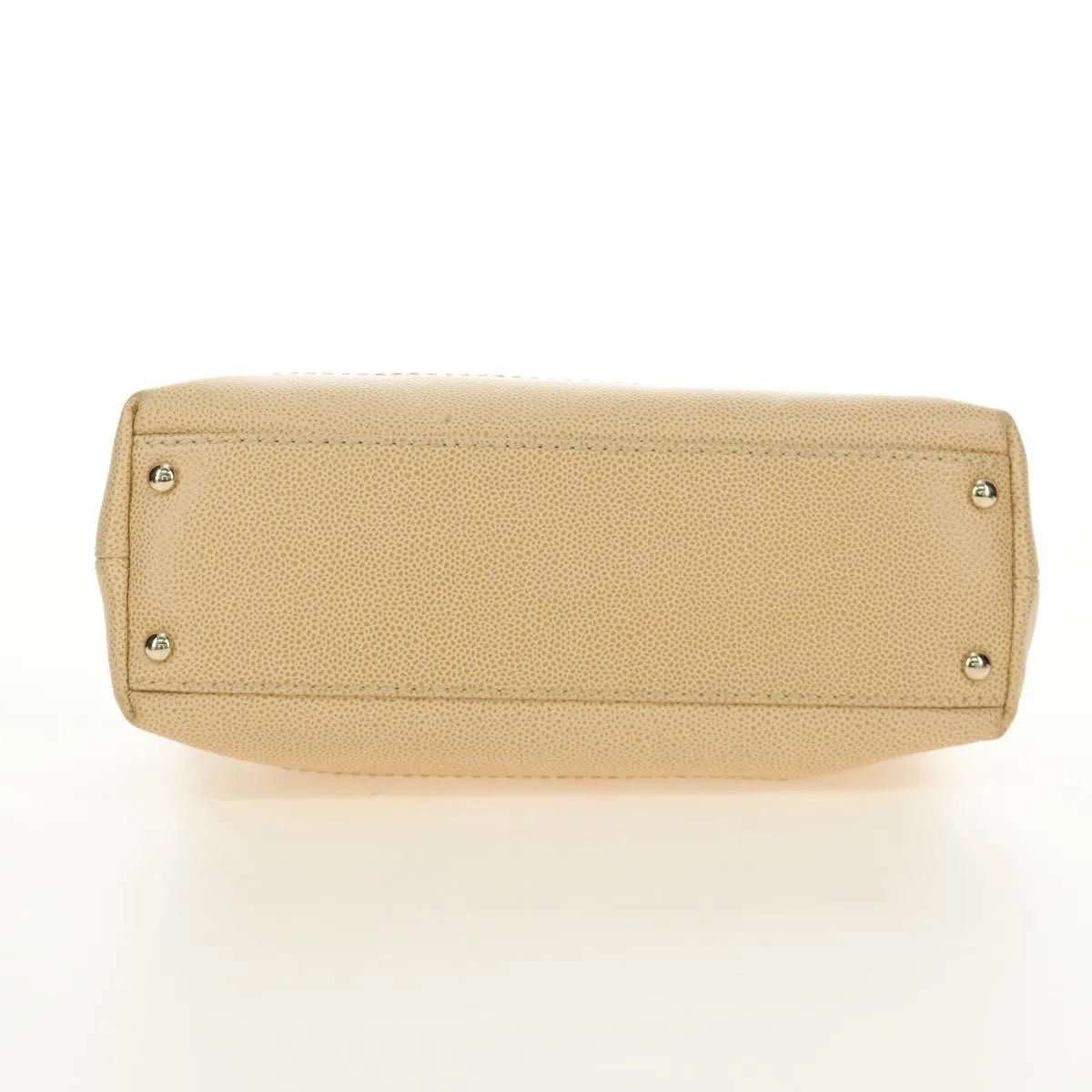 Chanel Vintage Cc Resin Chain Caviar Beige Leather Shoulder Bag Bag (Pre-Owned)