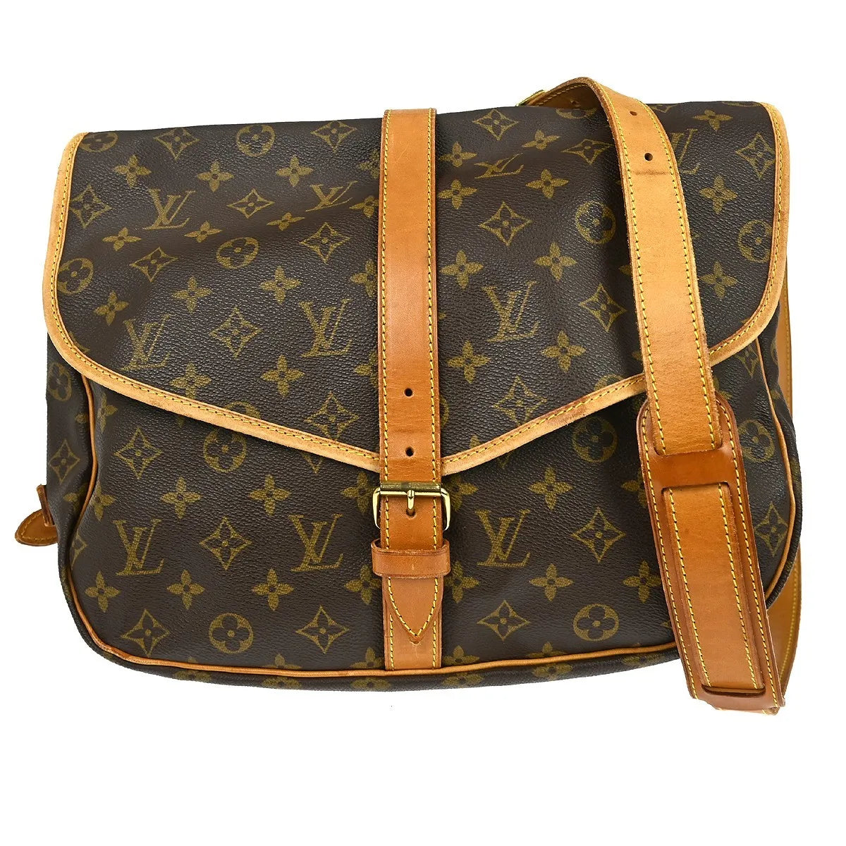 Louis Vuitton Saumur Monogram Brown Canvas Shoulder Bag Bag (Pre-Owned)