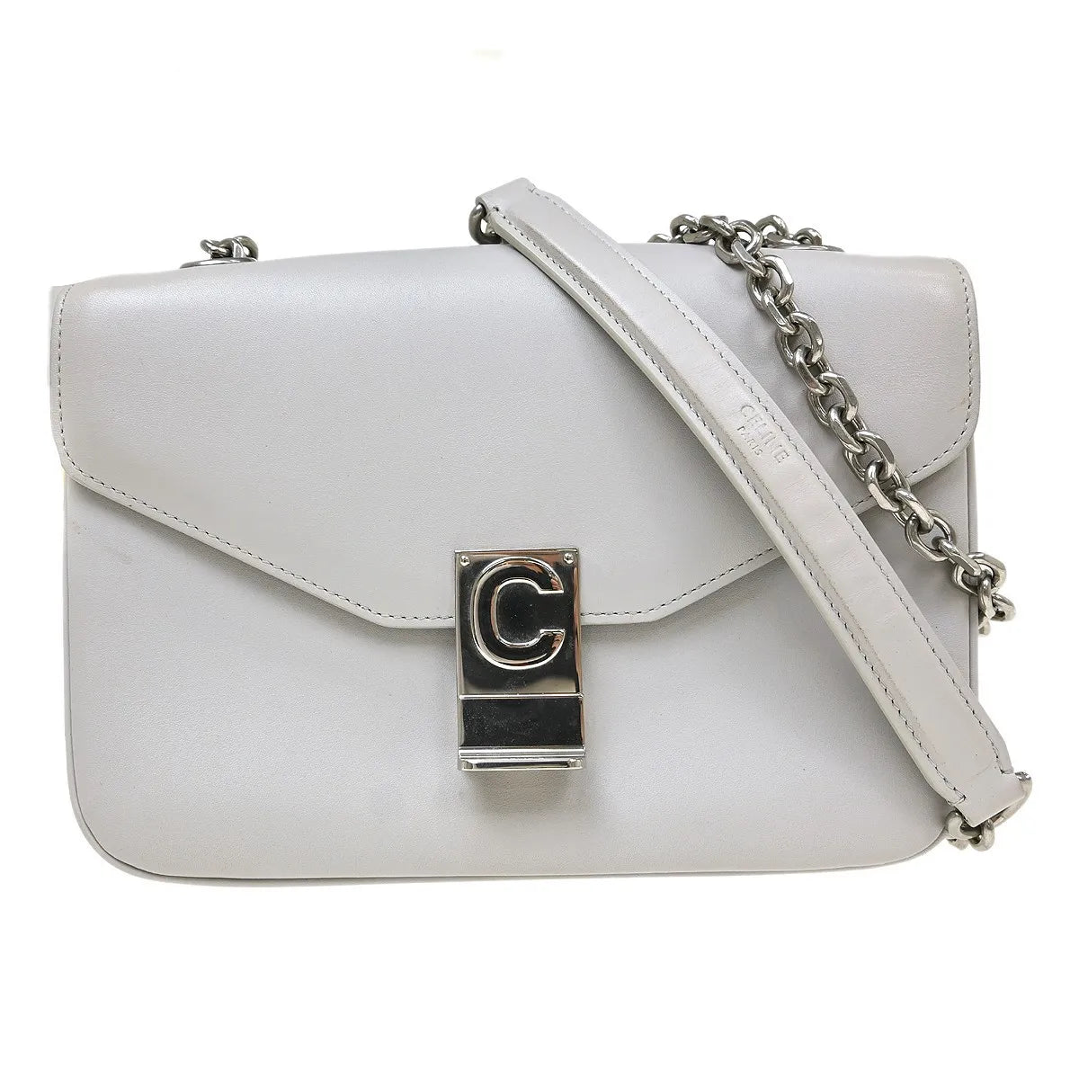 Celine C Bag Leather Gray Leather Shoulder Bag Bag (Pre-Owned)