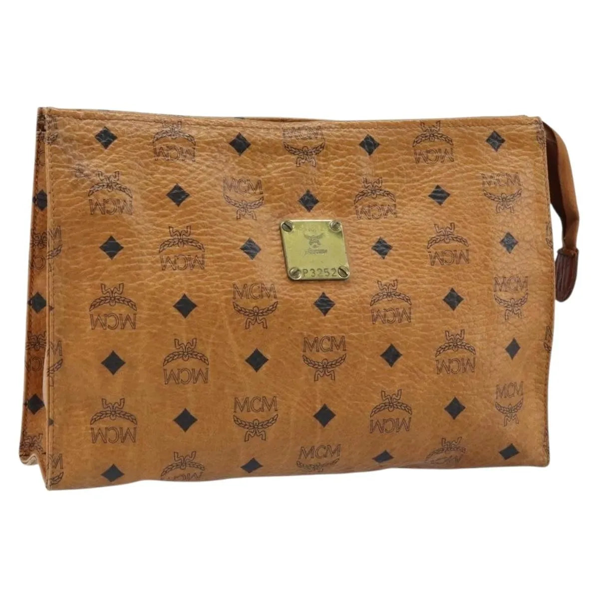 MCM Visetos Pvc Brown Leather Clutche & Pouche Bag (Pre-Owned)