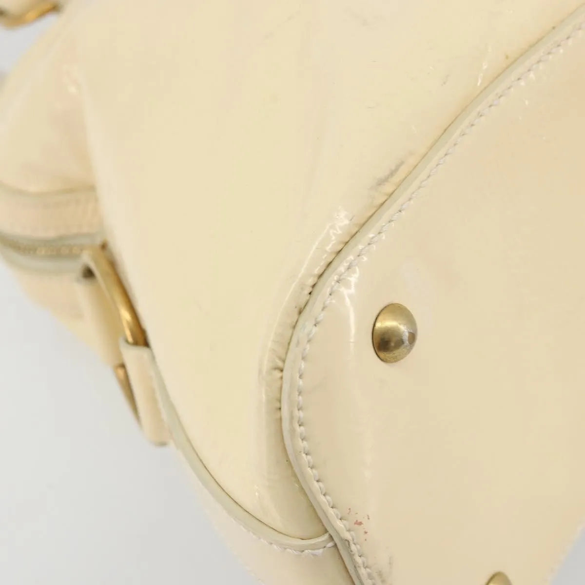 Saint Laurent Muse Shoulder Leather White Patent_Leather Handbag (Pre-Owned)
