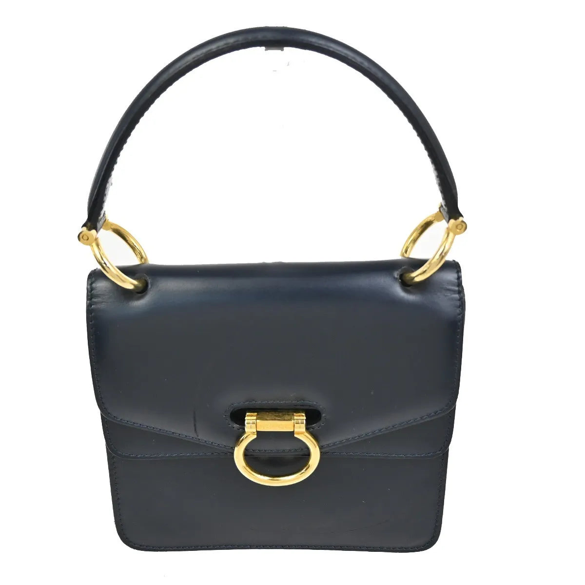 Celine Gancini Leather Navy Leather Handbag (Pre-Owned)