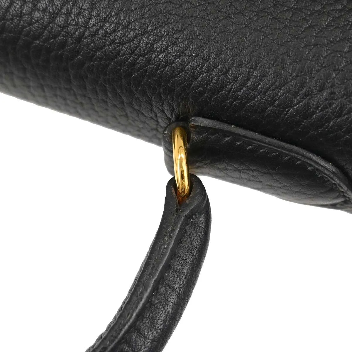 Hermes Kelly Black Ardennes With Gold Hardware Black Leather Handbag (Pre-Owned)