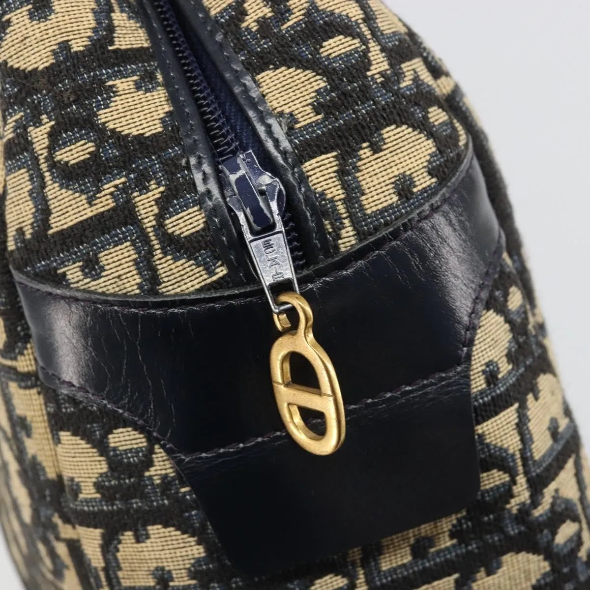 Christian Dior Vintage Trotter Boston Diorissimo Canvas Navy Canvas Handbag (Pre-Owned)