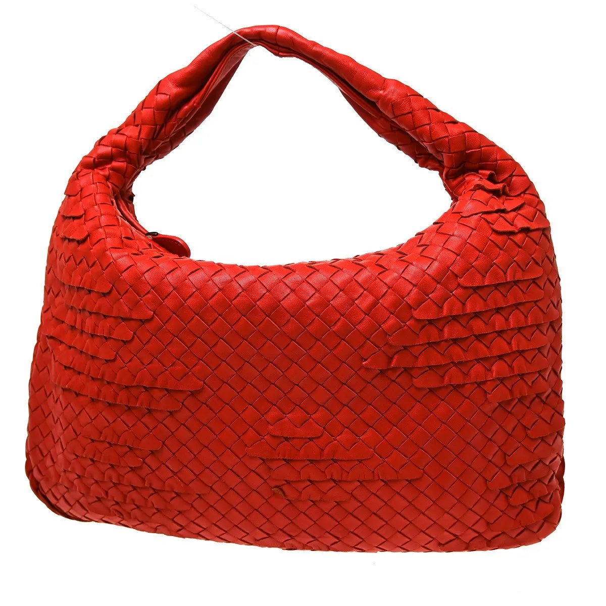 Bottega Veneta Veneta Hobo Miniode Intrecciato Nappa Red Leather Handbag (Pre-Owned)