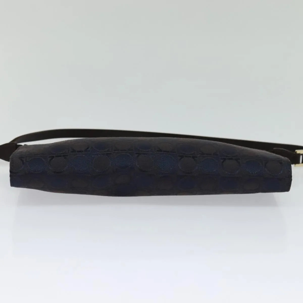 Salvatore Ferragamo Gancini Canvas Navy Canvas Handbag (Pre-Owned)