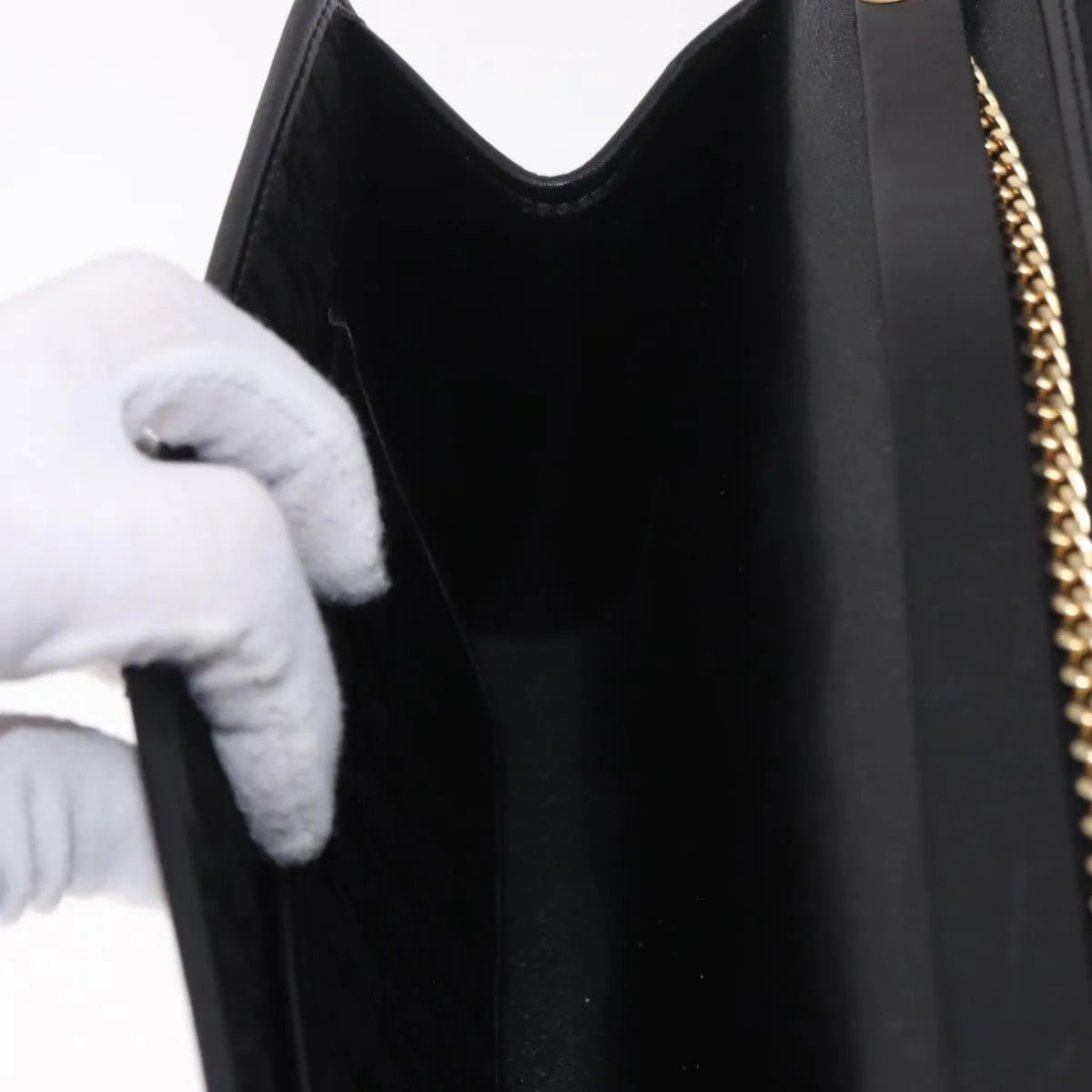 Christian Dior Vintage Honeycomb Chain Canvas Black Canvas Shoulder Bag Bag (Pre-Owned)