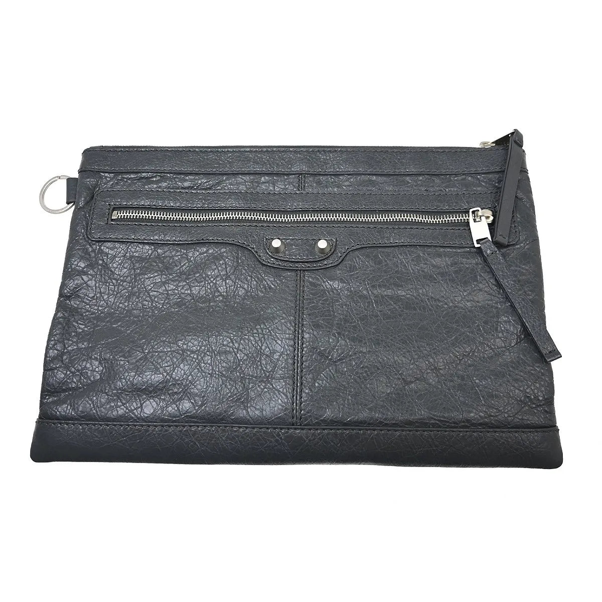 Balenciaga Clip P Leather Gray Leather Clutche & Pouche Bag (Pre-Owned)