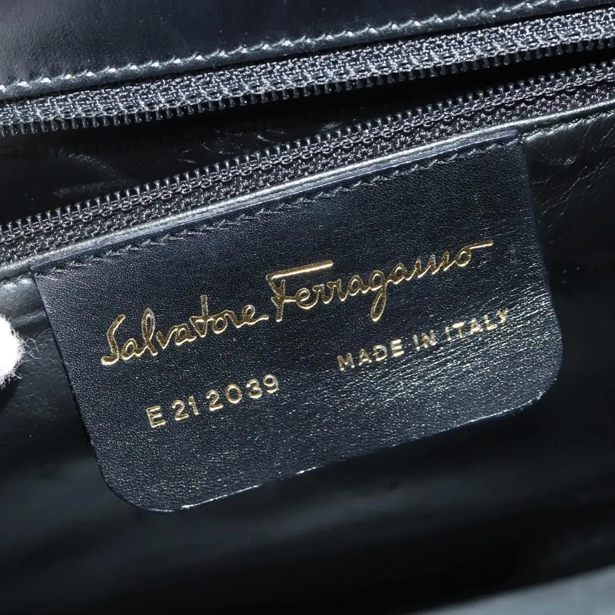 Salvatore Ferragamo Gancini Convertible Top Handle Leather Black Leather Handbag (Pre-Owned)