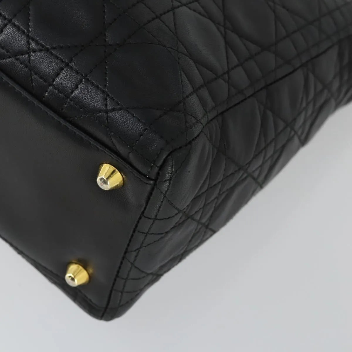 Christian Dior Lady Cannage Matelassé Black Leather Tote Bag Bag (Pre-Owned)