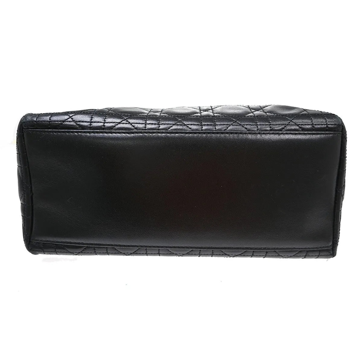 Christian Dior Lady Dior Cannage Quilt Lambskin Black Leather Handbag (Pre-Owned)