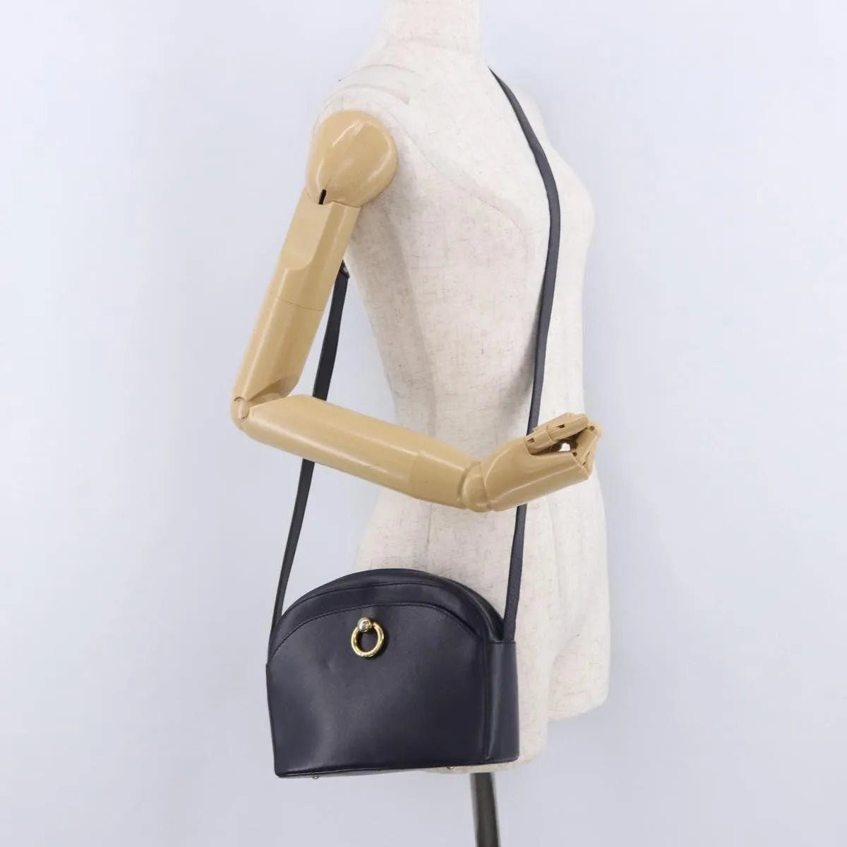 Celine Vintage Leather Navy Leather Shoulder Bag Bag (Pre-Owned)